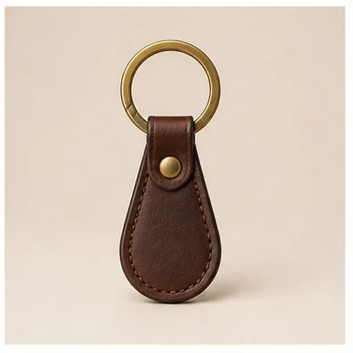 Brass Keyring Fob — Chestnut